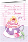 Nana, 90th Birthday - Lilac Cup of Cupcake card