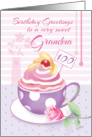 Grandma, 100th Birthday - Lilac Cup of Cupcake card