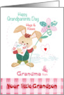 Grandma, Grandparent’s Day, from Grandson - Bunny with Flower card