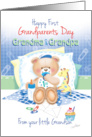 1st Grandparents Day, From Grandson - Boy Teddy with Giraffe card