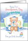 Grandpa,1st Grandparents Day, From Grandson -Boy Teddy with Giraffe card