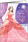 Princess, Activity, Birthday, Age 4 -Beautiful Princess in Ball Gown card