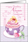 Nana, Grandparents Day Birthday - Lilac Cup of Cupcake & Rose card