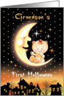 Halloween, Grandson’s 1st - Cute Baby Sitting On Moon Over Houses card