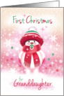 First Christmas Granddaughter - Cute Snow Baby sucking Pacifier. card
