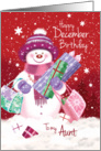 December Birthday, Aunt - Sweet Snow Woman Christmas Shopping card