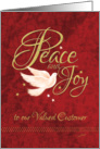 Business Christmas to Customer - Dove with Peace and Joy, Words card