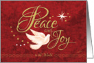 Christmas, Dove, with Peace and Joy to the World, Words, on Red card