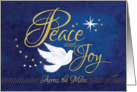 Peace and Joy, Across the Miles - Christmas Peace Dove on Blue card