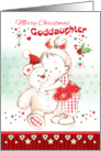 Christmas, Goddaughter - Cute Baby Girl Cuddles Her Teddy card