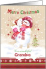 Christmas, For Grandpa. Cute Snow Girl Hugs her Snow Puppy card