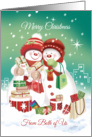 Lesbian, Christmas. From Both of Us. 2 Snow women Shopping card