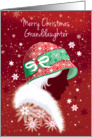 Christmas, Granddaughter - Girl in Trendy Red Hat card