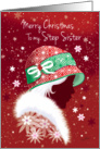 Christmas, Step Sister - Girl in Trendy Red Hat card