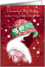 December Birthday, Step Daughter - Girl in Trendy Red Hat card