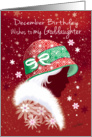 December Birthday, Goddaughter - Girl in Trendy Red Hat card