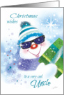 Christmas, Uncle - Cool Snowman in Sunglasses with Present card