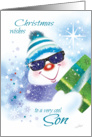Christmas, Son - Cool Snowman in Sunglasses with Present card