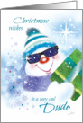 Christmas, Dude - Cool Snowman in Sunglasses with Present card