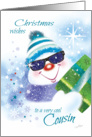 Christmas, Cousin - Cool Snowman in Sunglasses with Present card