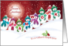 Business, Teamwork, Christmas-Group of Snowmen Spelling Teamwork card