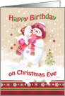 Birthday, Christmas Eve, Girl - Snow Child carrying Snow Puppy card