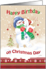 Birthday, Christmas Day, Blue - Snow Child carrying Snow Puppy card