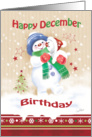 Birthday, December, Blue - Snow Child carrying Snow Puppy card