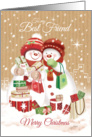 Christmas, Best Friend - Two Snow Women Shopping in the City card