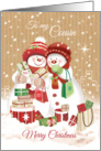 Christmas, Cousin - Two Snow Women Shopping in the City card