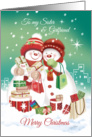 Lesbian, Christmas, Sister & Girlfriend -Two Snow Women Shopping card