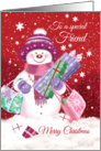 Christmas, Friend- Cute Snow Women Shopping with Presents card