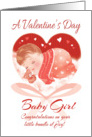 Valentine’s Day, Baby Girl - Heart with Cute Baby Asleep inside card