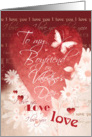 Valentine’s Day, Boyfriend - Large Red Heart, Cream Flowers, Words card