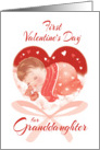 1st Valentine’s Day, Granddaughter-Heart with Cute Baby Asleep inside card