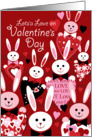 Valentine’s Day, Bunny Love, Cute Bunnies in Bow Ties with Hearts card