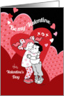 Valentine’s Day, Be my Valentine, Cute Little Girl Hugs Little BOY card
