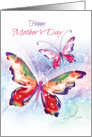 Mother’s Day, 2 Colourful Butterflies on a Water-color background. card