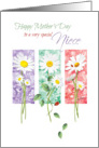 Mother’s Day, Niece - 3 Long Stem Daisies card