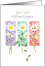 Good Luck with Surgery - 3 Long Stem Daisies on Color Panels card