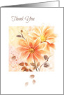 Thank You - 2 Orange Flowers with Sepia Leaves card