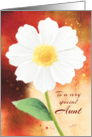 Birthday, Aunt - White Flower on Coral Textured Background card