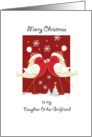 Merry Christmas, Lesbian, Daughter & Her Girlfriend. 2 Robins Kissing card