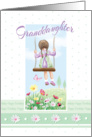 Birthday, Granddaughter, Girl on Swing card