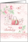 Birthday Wishes, Shoe, Bag, Purse and Roses card