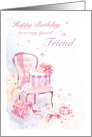 Birthday, Friend, Feminine, and Chic, Hat Box on Chair, card
