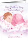 1st Father’s Day, Grandson, Baby Girl on Cloud card