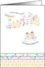 Congratulations, Twins, New Baby Girl and Boy on Swing card