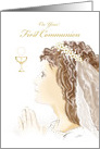 First Communion, Congratulations, Girl in Vail, Praying card