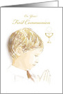 First Communion, Congratulations, Boy, Praying card